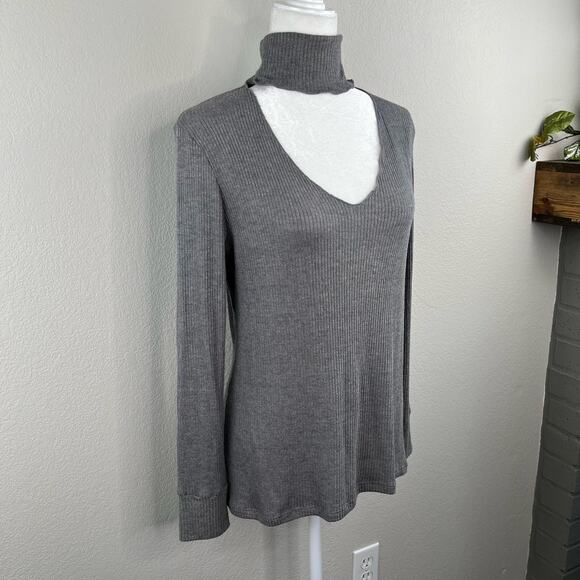 Revolve LNA Detached Turtleneck Long Sleeve Lightweight Sweater Top Gray Large - Picture 10 of 16